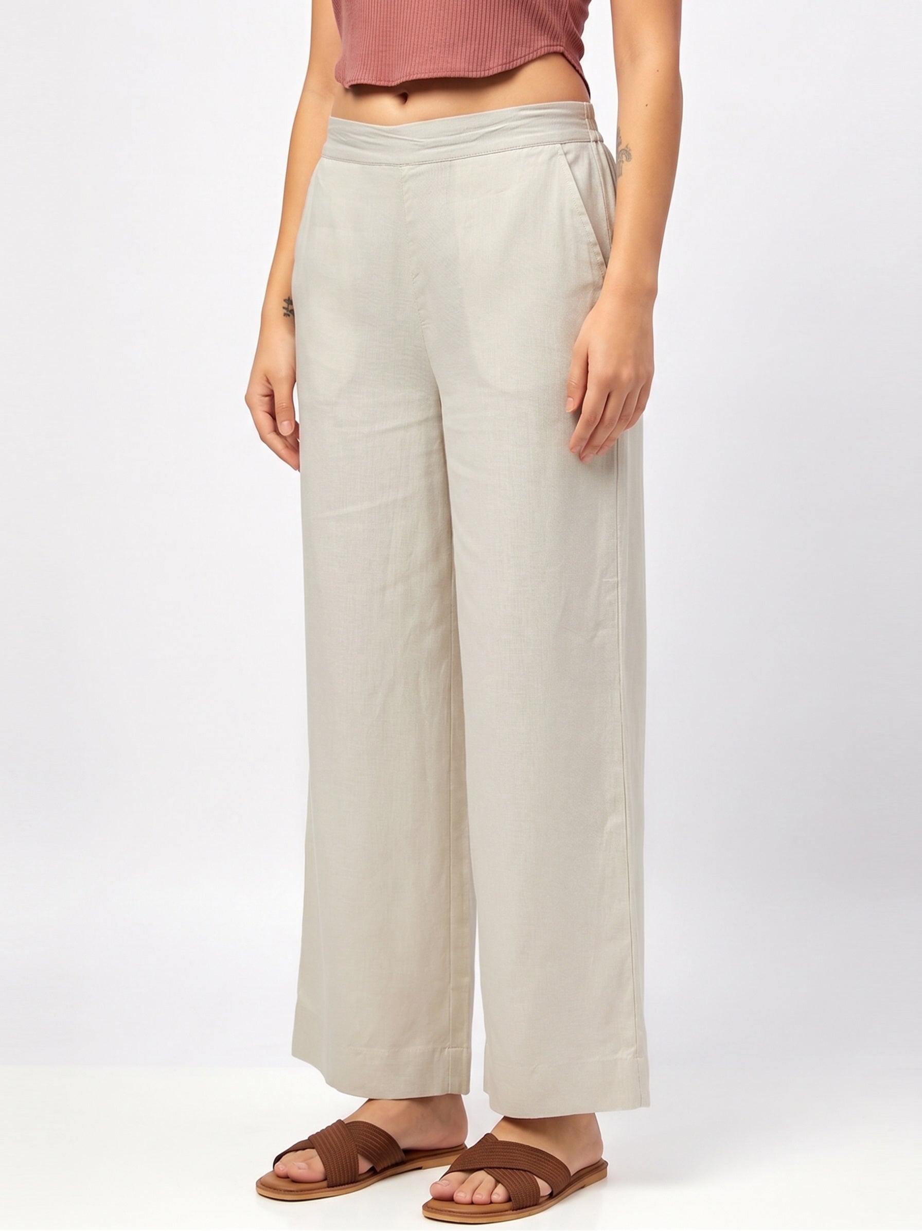 Ecru Palazzo Pants