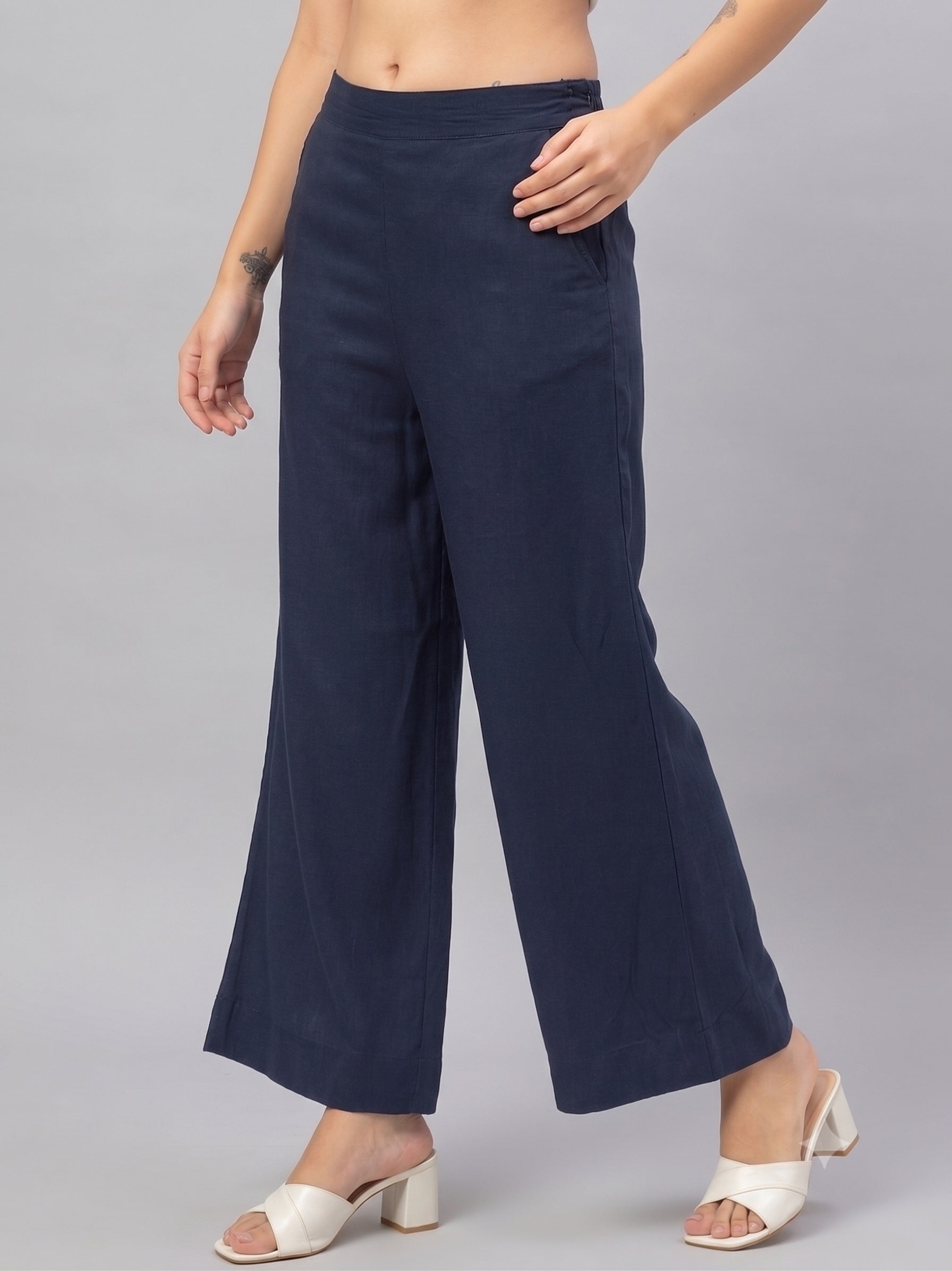 Navy Palazzo Pants