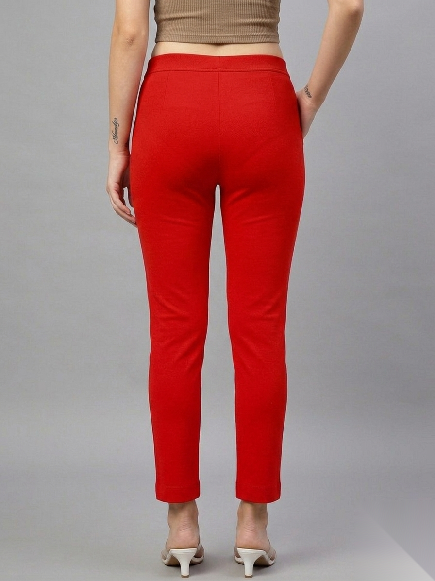 Bright Red Kurti Pants